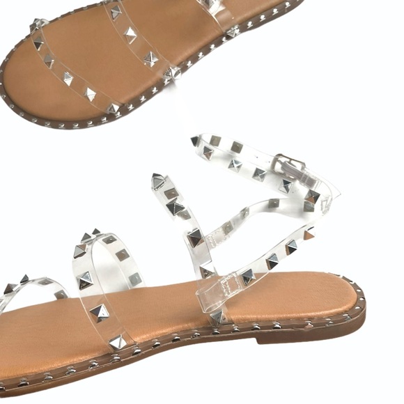 Clear Gladiator Studded Sandals - Picture 4 of 7